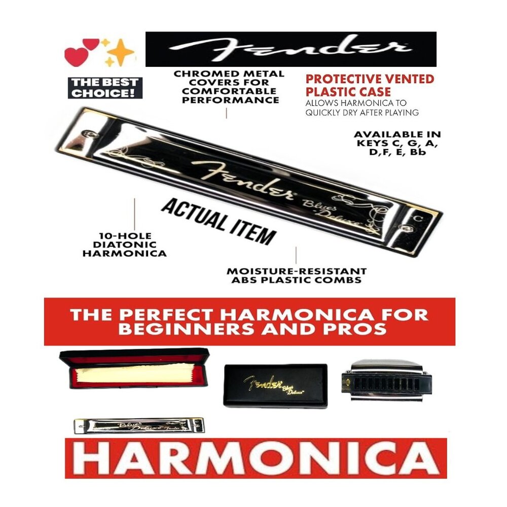 🛑 FENDER Deluxe ➕ HARMONICA Blues CARRYING CASE Echo 🆒 HARP Classic 💸BUY NOW❗